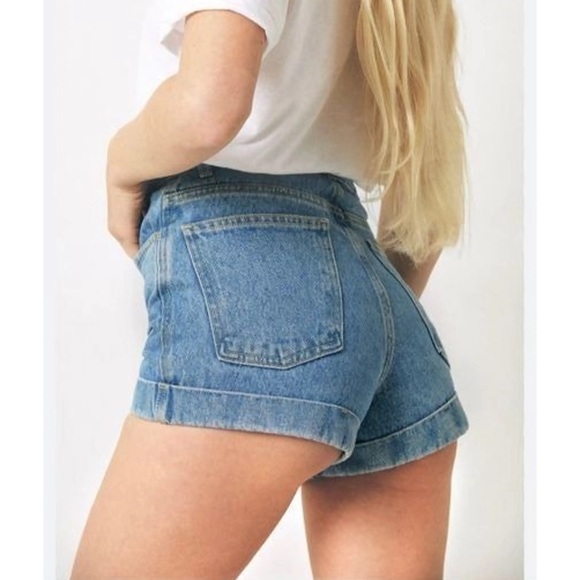 AMERICAN APPAREL HIGH RISE JEAN SHORTS - Picture 4 of 6